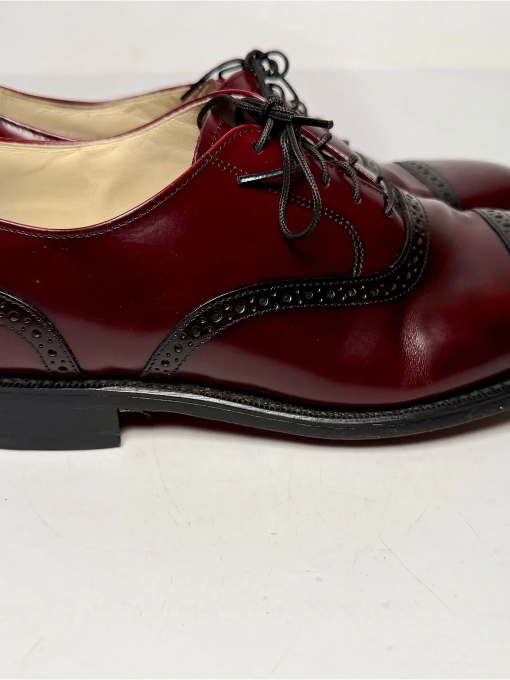 USA Bostonian Classics Burgundy Leather Cap Toe Oxford Dress Shoes, Size 10 D